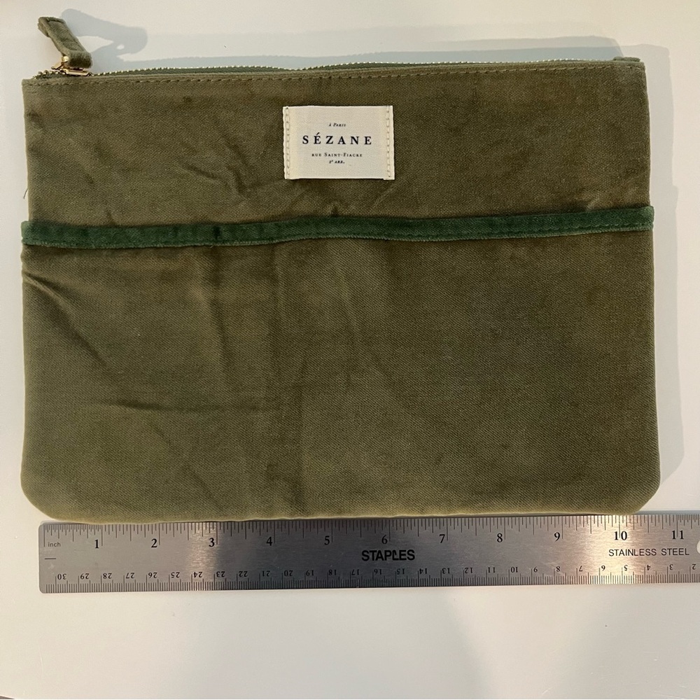 Sezane never used green velvet pouch